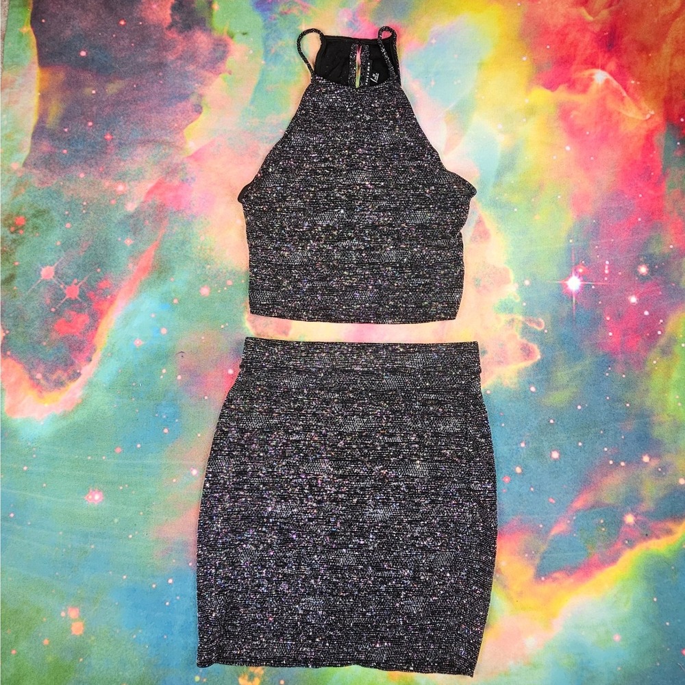 Sparkly Two Piece Set Top and Skirt Party Clubwear‎